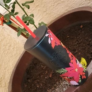 Starbucks Holiday Green with Poinsettia and Bells